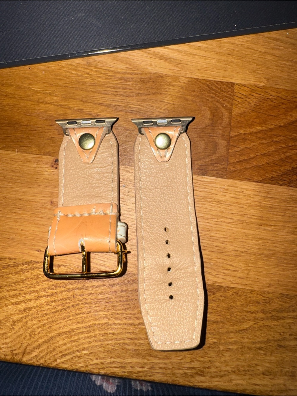 LV Vernis Peach Leather Watch Strap with Gold Hardware - Picture 3 of 6